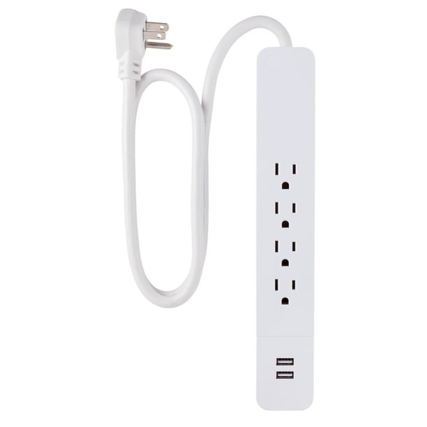 GE 14618 3-Outlet Surge Protector with USB 1.5-Feet Cord 